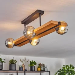 Luminaires Scandinaves-hofstein Chehalis Plafonnier, Boule lumineuse Écru, Noir, 4 lumières