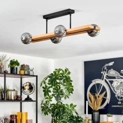 Luminaires Scandinaves-hofstein Chehalis Plafonnier, Boule lumineuse Écru, Noir, 4 lumières