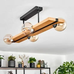 Luminaires Scandinaves-hofstein Chehalis Plafonnier, Boule lumineuse Écru, Noir, 4 lumières