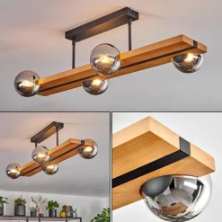 Luminaires Scandinaves-hofstein Chehalis Plafonnier, Boule lumineuse Écru, Noir, 4 lumières