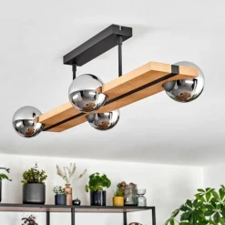 Luminaires Scandinaves-hofstein Chehalis Plafonnier, Boule lumineuse Écru, Noir, 4 lumières