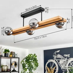 Luminaires Scandinaves-hofstein Chehalis Plafonnier, Boule lumineuse Écru, Noir, 4 lumières