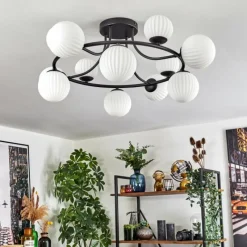 hofstein Chehalis Plafonnier, Boule lumineuse 76 cm Blanc, 12 lumières