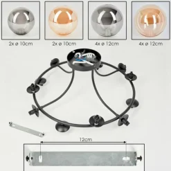 hofstein Chehalis Plafonnier, Boule lumineuse 76 cm Ambre, Fumé, 12 lumières