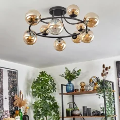 hofstein Chehalis Plafonnier, Boule lumineuse 76 cm Ambre, 12 lumières