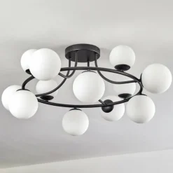 hofstein Chehalis Plafonnier, Boule lumineuse 76 cm Blanc, 12 lumières