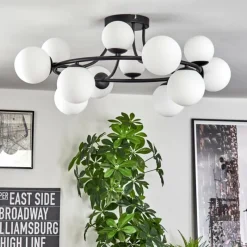 hofstein Chehalis Plafonnier, Boule lumineuse 76 cm Blanc, 12 lumières