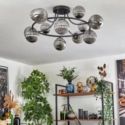 hofstein Chehalis Plafonnier, Boule lumineuse 76 cm Fumé, 12 lumières