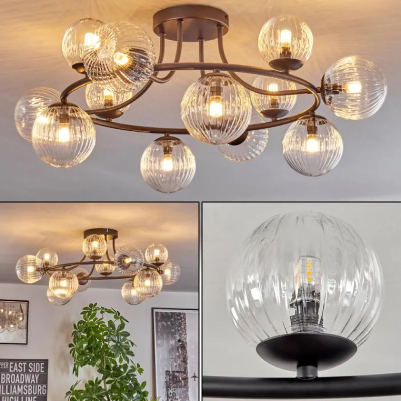 Lampes À Boules-hofstein Chehalis Plafonnier, Boule lumineuse 76 cm Clair, 12 lumières