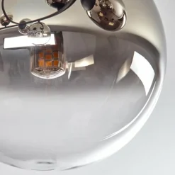 hofstein Chehalis Plafonnier, Boule lumineuse 76 cm Chrome, Clair, Fumé, 12 lumières