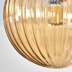 hofstein Chehalis Plafonnier, Boule lumineuse 76 cm Ambre, Fumé, 12 lumières