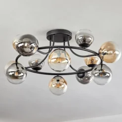 hofstein Chehalis Plafonnier, Boule lumineuse 76 cm Ambre, Clair, Fumé, 12 lumières