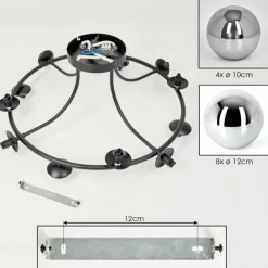 hofstein Chehalis Plafonnier, Boule lumineuse 76 cm Chrome, Fumé, 12 lumières