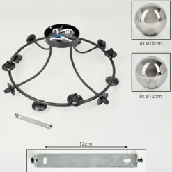 hofstein Chehalis Plafonnier, Boule lumineuse Fumé, 12 lumières
