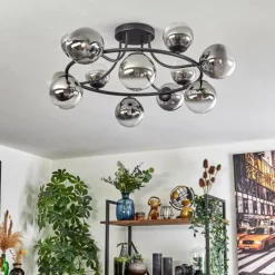 hofstein Chehalis Plafonnier, Boule lumineuse 76 cm Clair, Fumé, 12 lumières