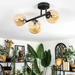 hofstein Chehalis Plafonnier, Boule lumineuse Ambre, 3 lumières