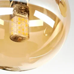 hofstein Chehalis Plafonnier, Boule lumineuse Ambre, 3 lumières