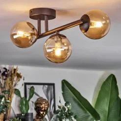 hofstein Chehalis Plafonnier, Boule lumineuse Ambre, 3 lumières