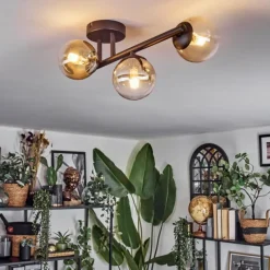 hofstein Chehalis Plafonnier, Boule lumineuse Ambre, Clair, 3 lumières