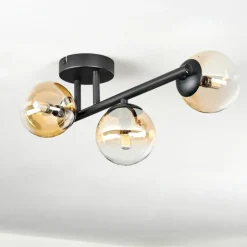 hofstein Chehalis Plafonnier, Boule lumineuse Ambre, Clair, 3 lumières