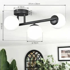 hofstein Chehalis Plafonnier, Boule lumineuse Blanc, 3 lumières