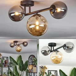 hofstein Chehalis Plafonnier, Boule lumineuse 23 cm Ambre, Fumé, 3 lumières