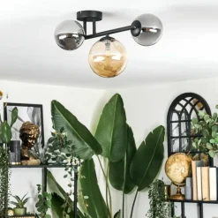 hofstein Chehalis Plafonnier, Boule lumineuse 23 cm Ambre, Fumé, 3 lumières