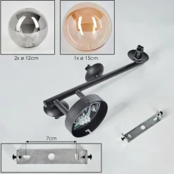 hofstein Chehalis Plafonnier, Boule lumineuse 23 cm Ambre, Fumé, 3 lumières