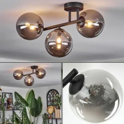 hofstein Chehalis Plafonnier, Boule lumineuse Fumé, 3 lumières