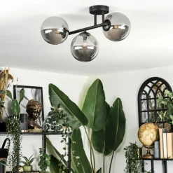 hofstein Chehalis Plafonnier, Boule lumineuse Fumé, 3 lumières