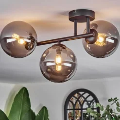hofstein Chehalis Plafonnier, Boule lumineuse Fumé, 3 lumières