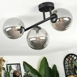 hofstein Chehalis Plafonnier, Boule lumineuse Fumé, 3 lumières