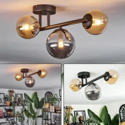 hofstein Chehalis Plafonnier, Boule lumineuse 23 cm Ambre, Fumé, 3 lumières