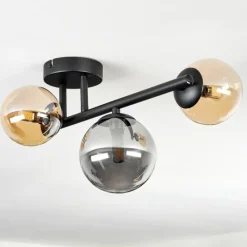 hofstein Chehalis Plafonnier, Boule lumineuse 23 cm Ambre, Fumé, 3 lumières