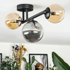 hofstein Chehalis Plafonnier, Boule lumineuse 23 cm Ambre, Fumé, 3 lumières