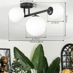 hofstein Chehalis Plafonnier, Boule lumineuse Blanc, 3 lumières