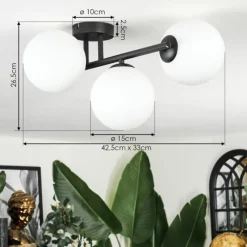 hofstein Chehalis Plafonnier, Boule lumineuse Blanc, 3 lumières