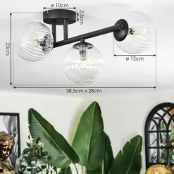 hofstein Chehalis Plafonnier, Boule lumineuse Clair, 3 lumières