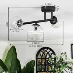 hofstein Chehalis Plafonnier, Boule lumineuse Clair, 3 lumières