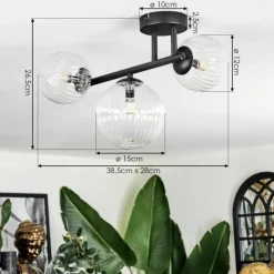 hofstein Chehalis Plafonnier, Boule lumineuse Clair, 3 lumières