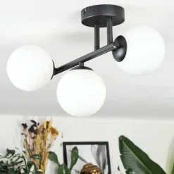 hofstein Chehalis Plafonnier, Boule lumineuse Blanc, 3 lumières