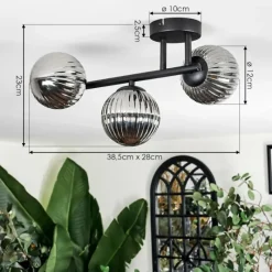 hofstein Chehalis Plafonnier, Boule lumineuse Fumé, 3 lumières