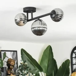 hofstein Chehalis Plafonnier, Boule lumineuse Fumé, 3 lumières