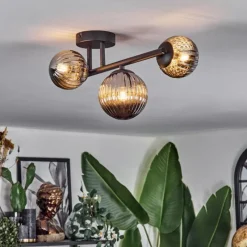 hofstein Chehalis Plafonnier, Boule lumineuse Fumé, 3 lumières