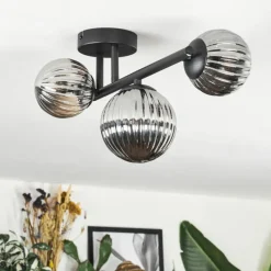 hofstein Chehalis Plafonnier, Boule lumineuse Fumé, 3 lumières