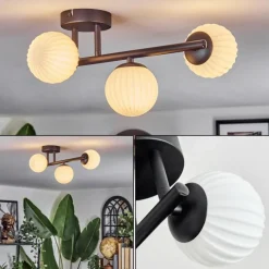 hofstein Chehalis Plafonnier, Boule lumineuse Blanc, 3 lumières