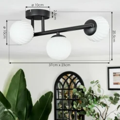 hofstein Chehalis Plafonnier, Boule lumineuse Blanc, 3 lumières