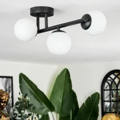 hofstein Chehalis Plafonnier, Boule lumineuse Blanc, 3 lumières