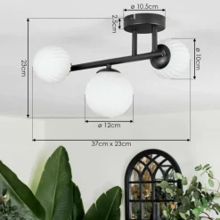 hofstein Chehalis Plafonnier, Boule lumineuse Blanc, 3 lumières