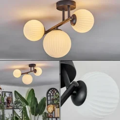 Lampes À Boules-hofstein Chehalis Plafonnier, Boule lumineuse Blanc, 3 lumières